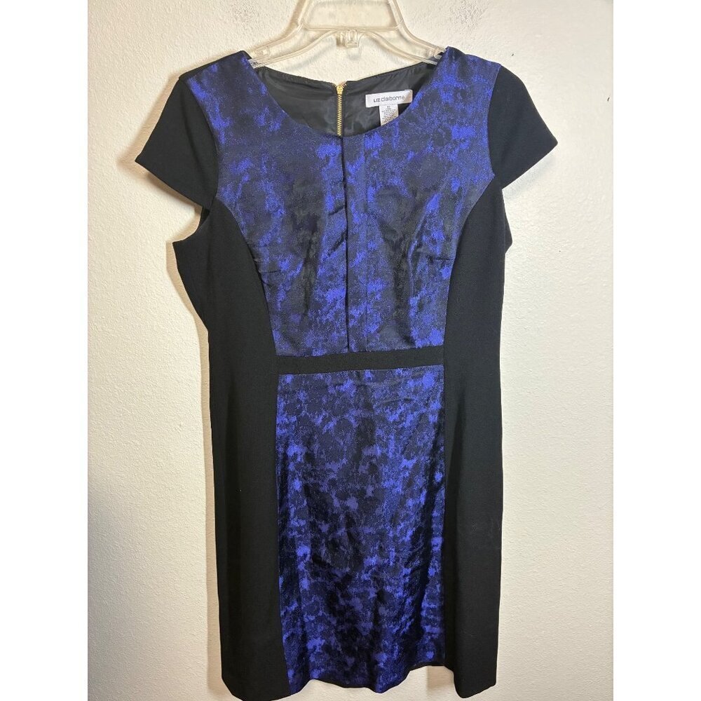 Liz Claiborne Pencil Dress Business Casual Office Cocktail Black Blue Size 12